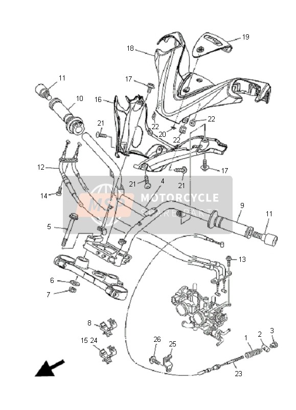 4B5263011100, Cable D'Accelerateur, Yamaha, 0